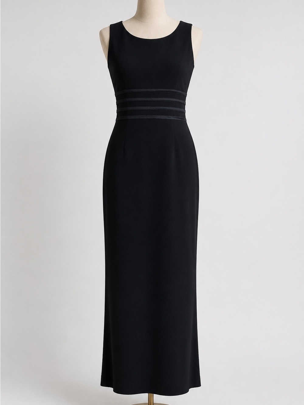 VTG 90s Andrea Polizzi Black Column Gown Open Back Tag 12 Fits Small 4/6
